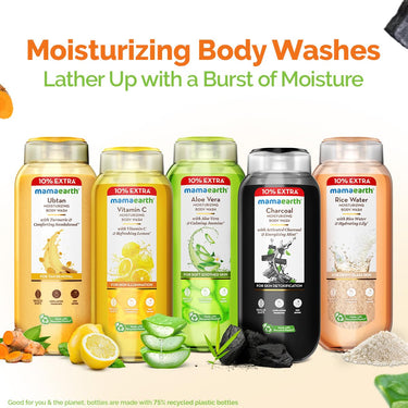 Mamaearth Vitamin C Moisturizing Body Wash with Vitamin C & Refreshing Lemon Scent for Skin Illumination- 275ml | Deeply Cleanses | Intensely Moisturizes | Long-Lasting Fragrance | Radiant Glow | All Skin Types (Pack of 3)